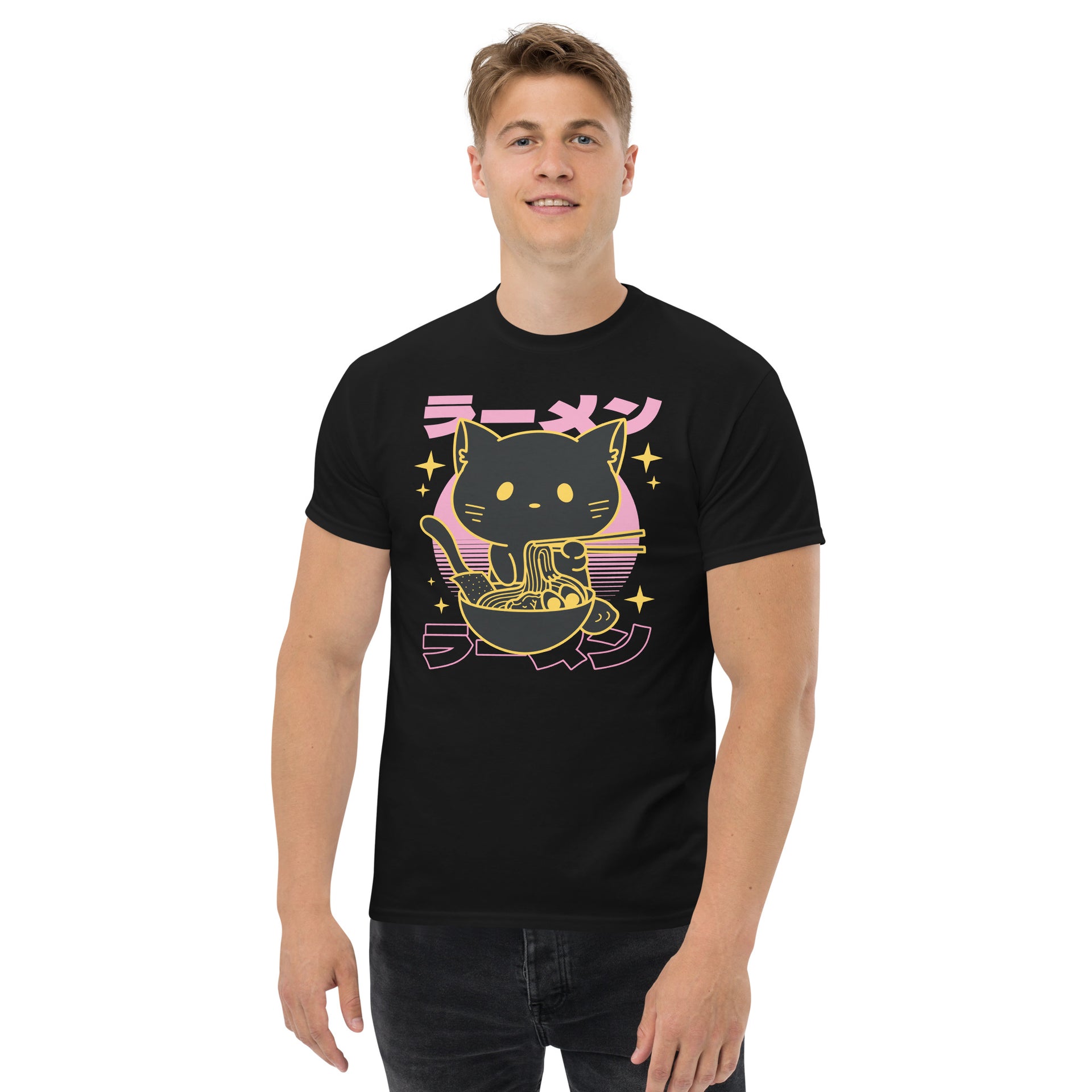 Cat Eating Ramen Men's T-Shirt