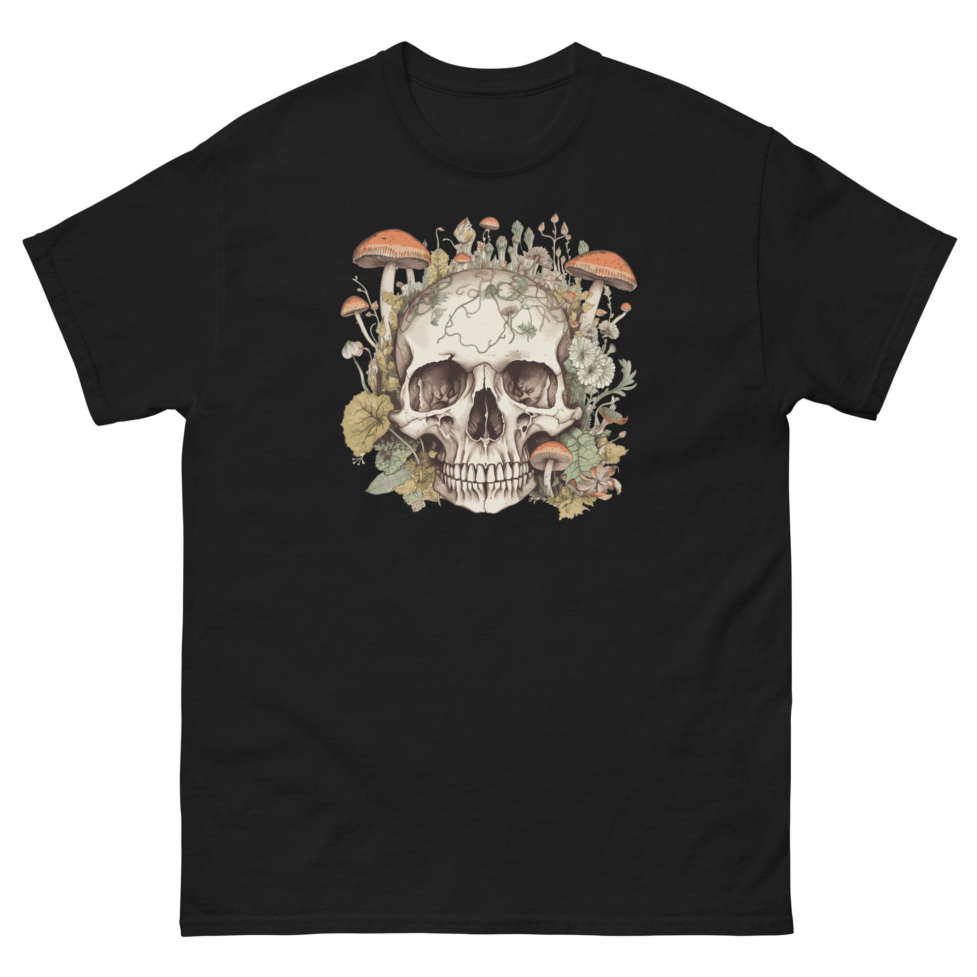 Retro Skull With Mushrooms Men's T-Shirt