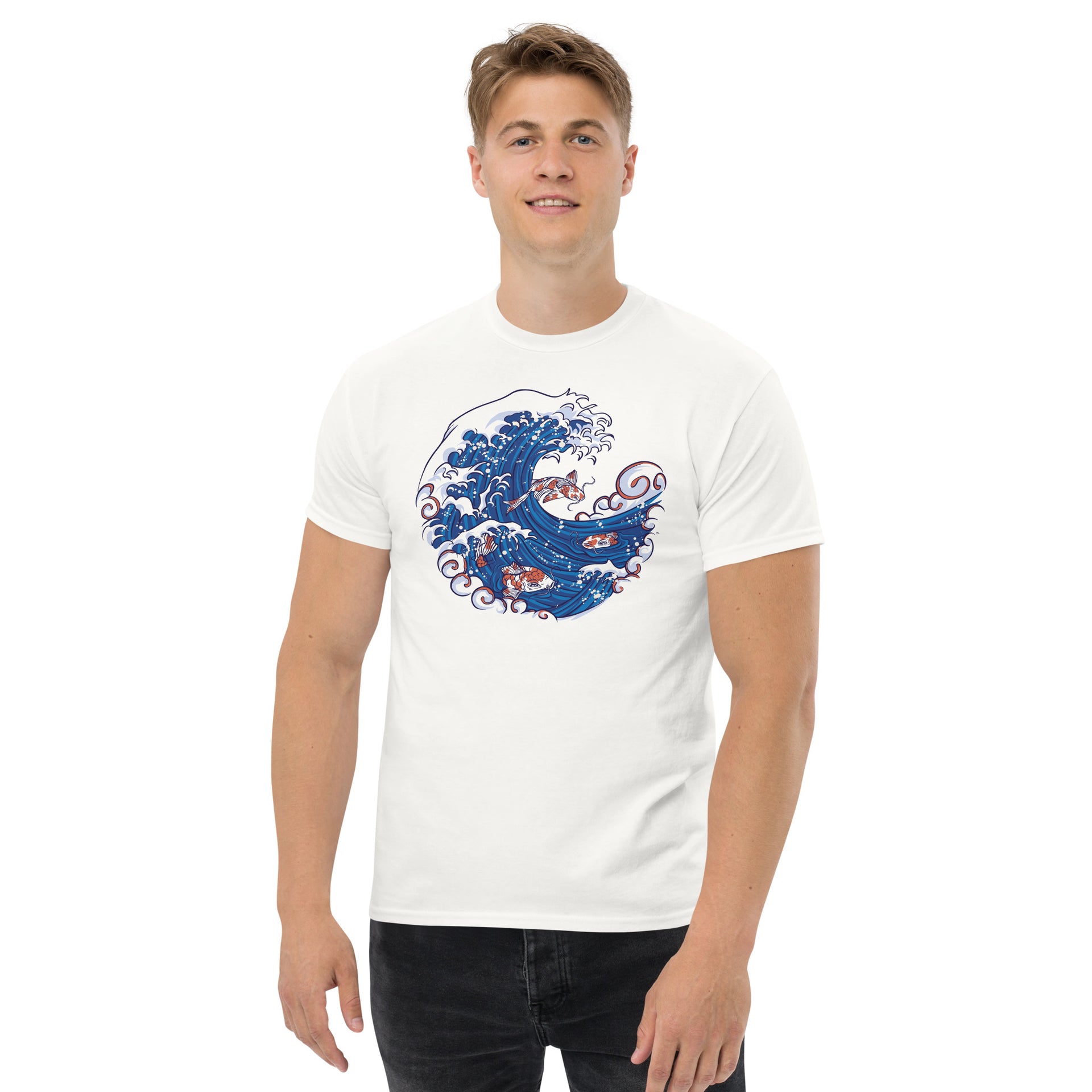 Ocean Wave With Koi Men's T-Shirt