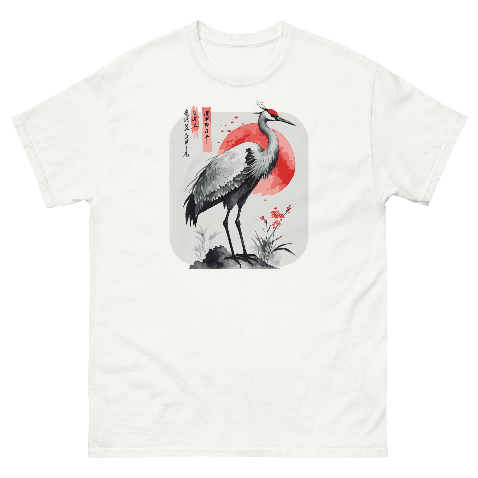 Japanese Watercolor Crane Men's T-Shirt
