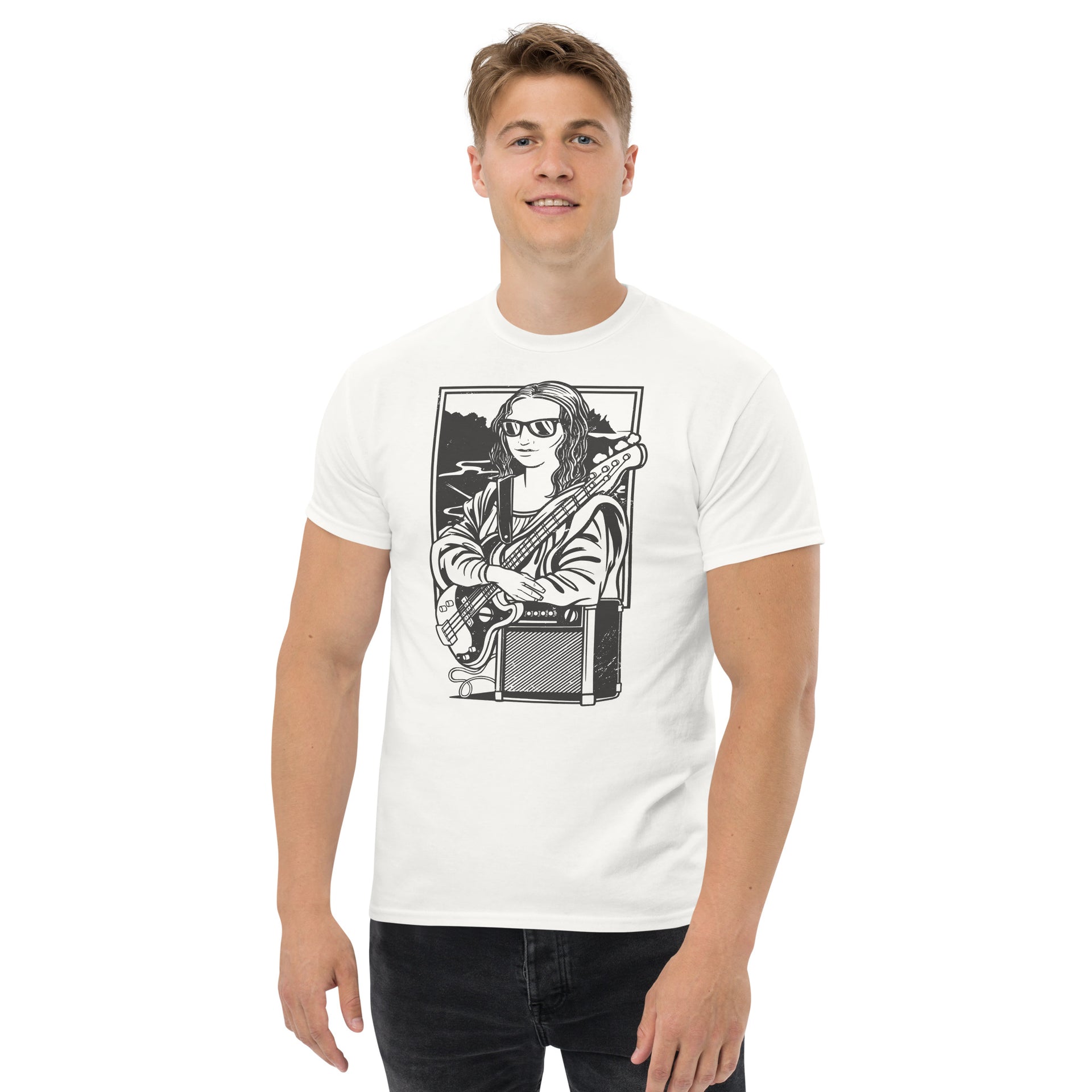 Mona Lisa Electric Guitar Men's T-Shirt