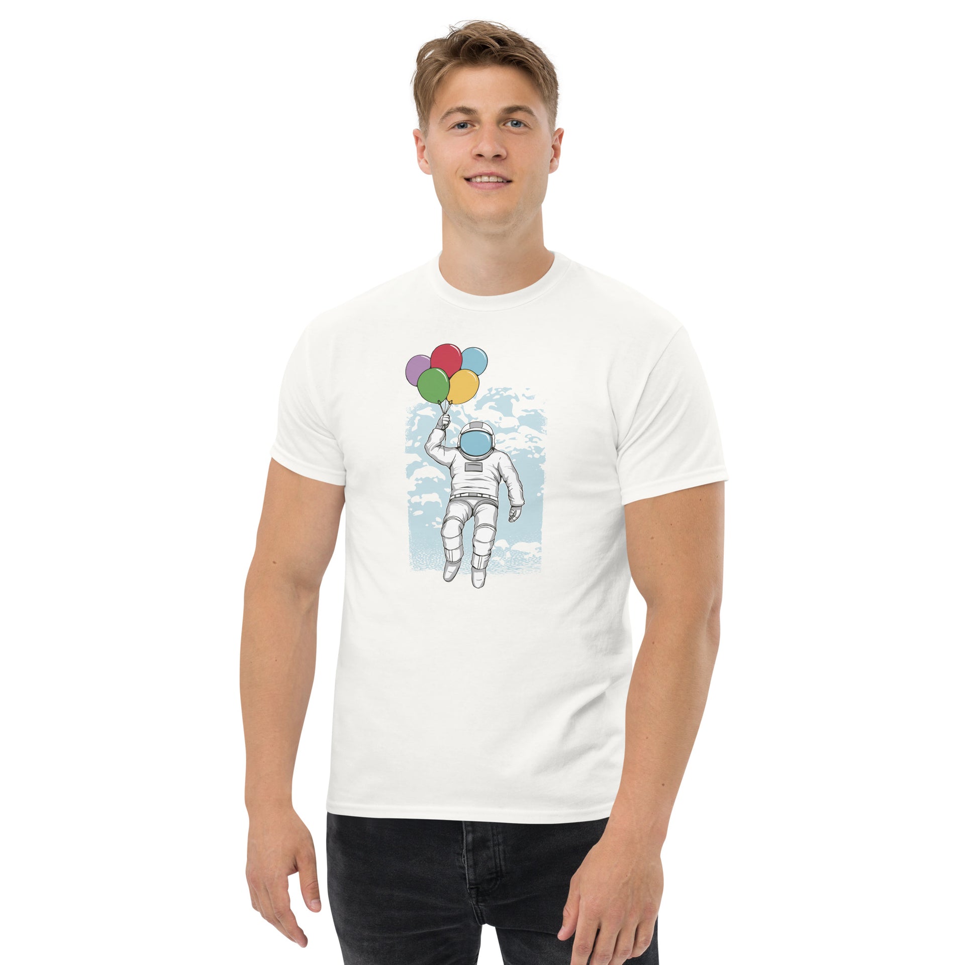 Astronaut Floating With Balloons Men's T-Shirt