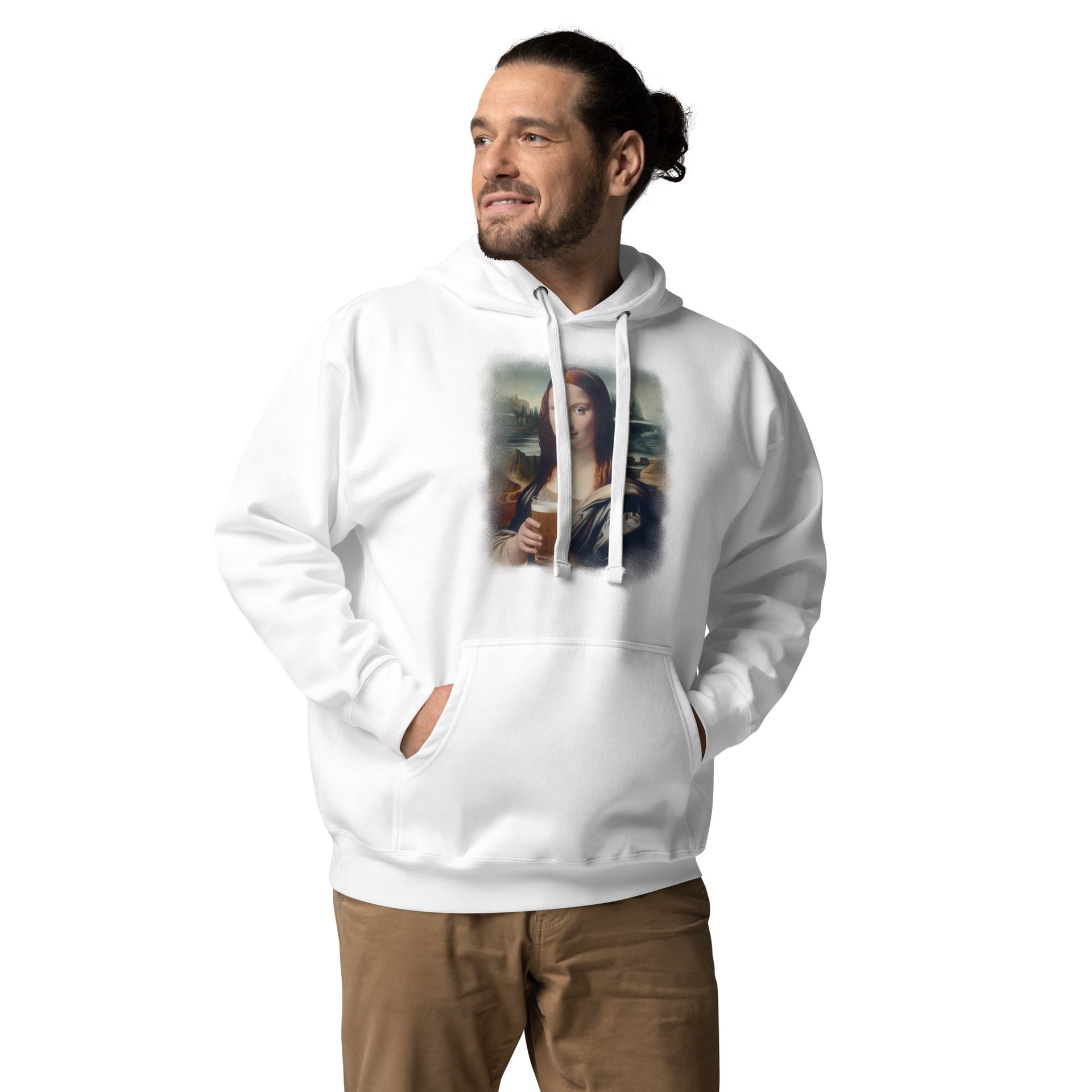 Mona Lisa Drinking Beer Unisex Hoodie