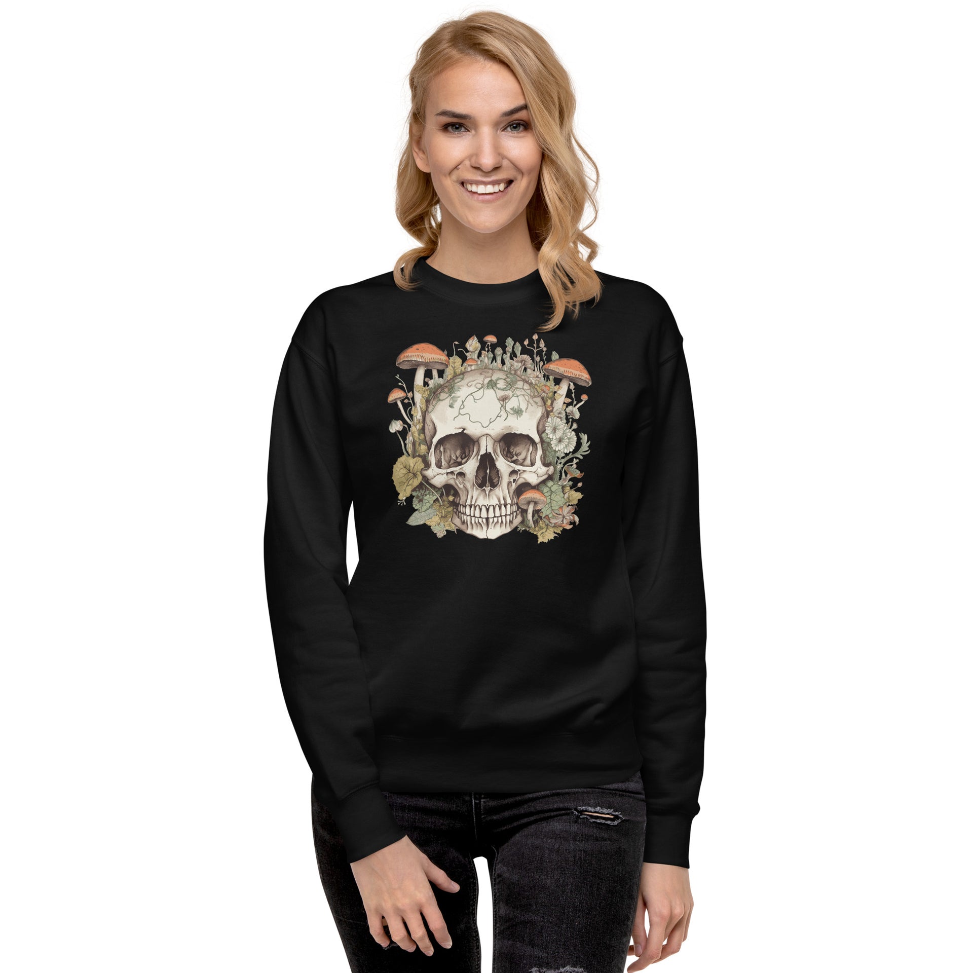 Retro Skull With Mushrooms Unisex Sweatshirt