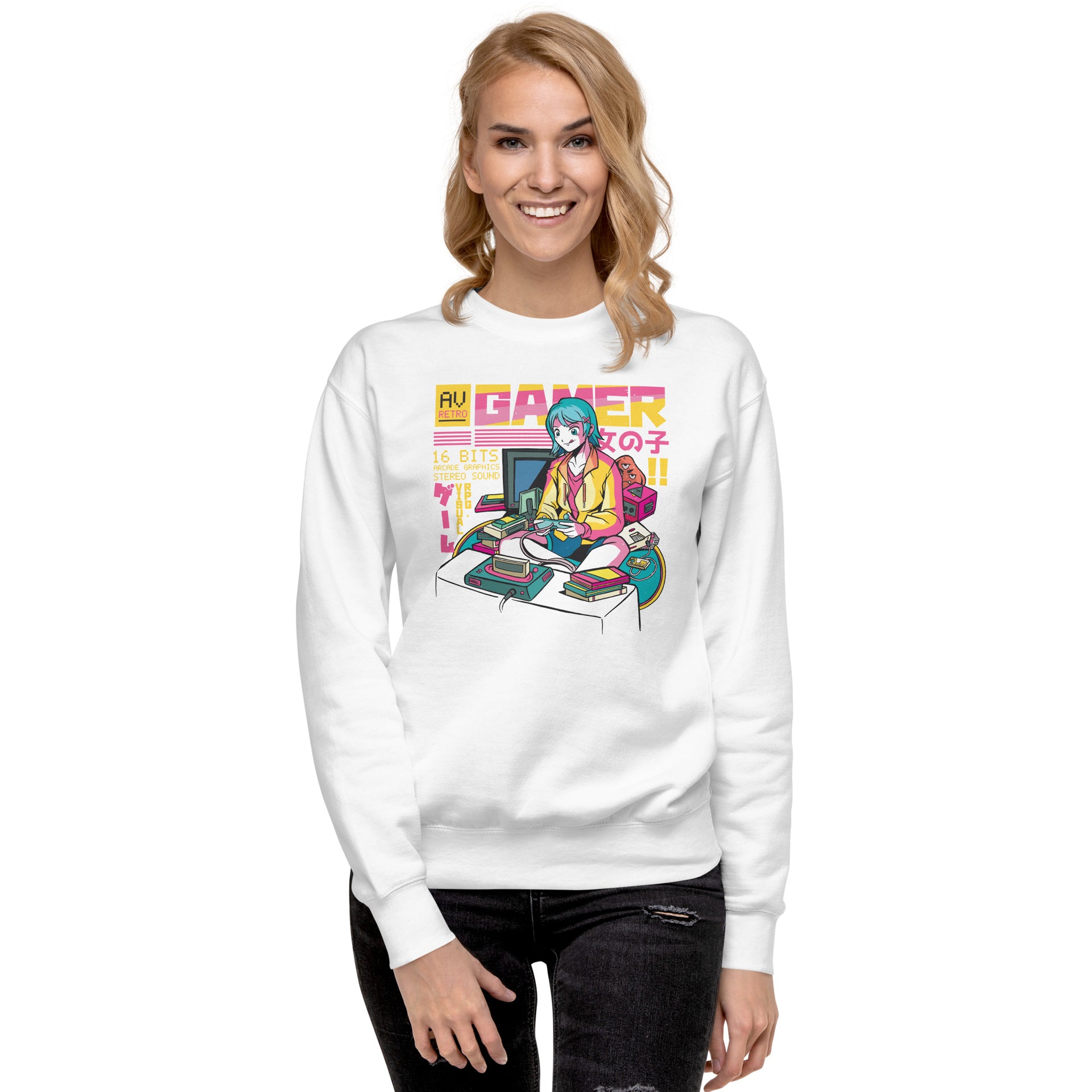 Retro Anime Gamer Girl Unisex Sweatshirt