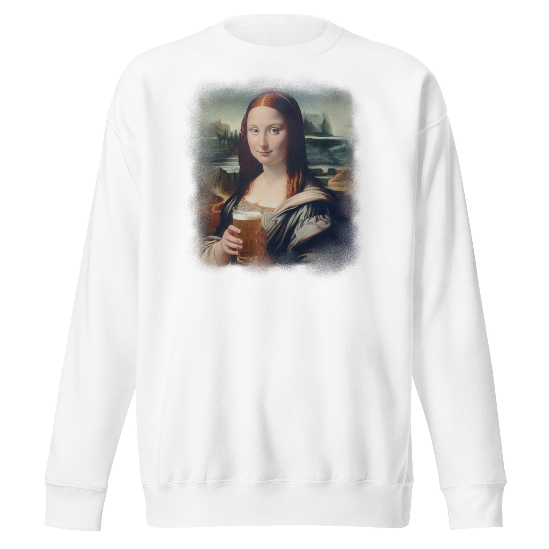 Mona Lisa Drinking Beer Unisex Sweatshirt