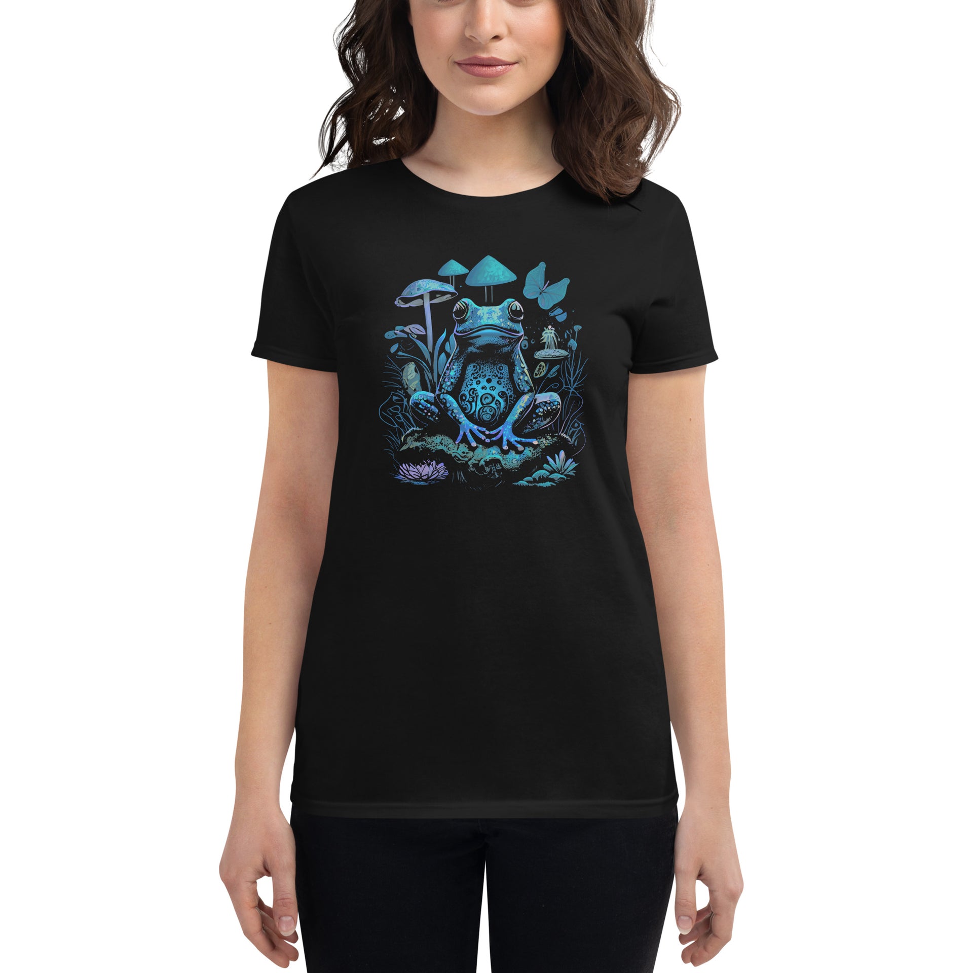 Trippy Frog And Mushrooms Women's T-Shirt