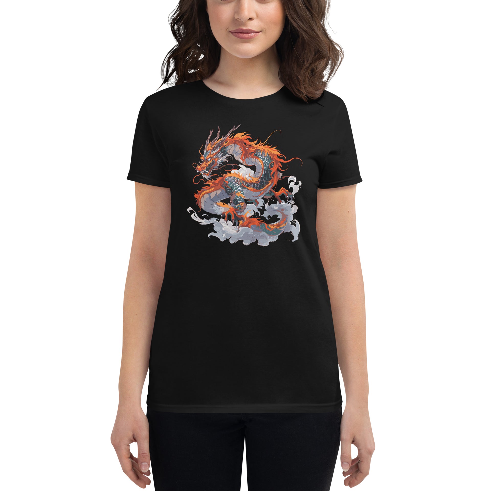 Orange Chinese Dragon Women's T-Shirt