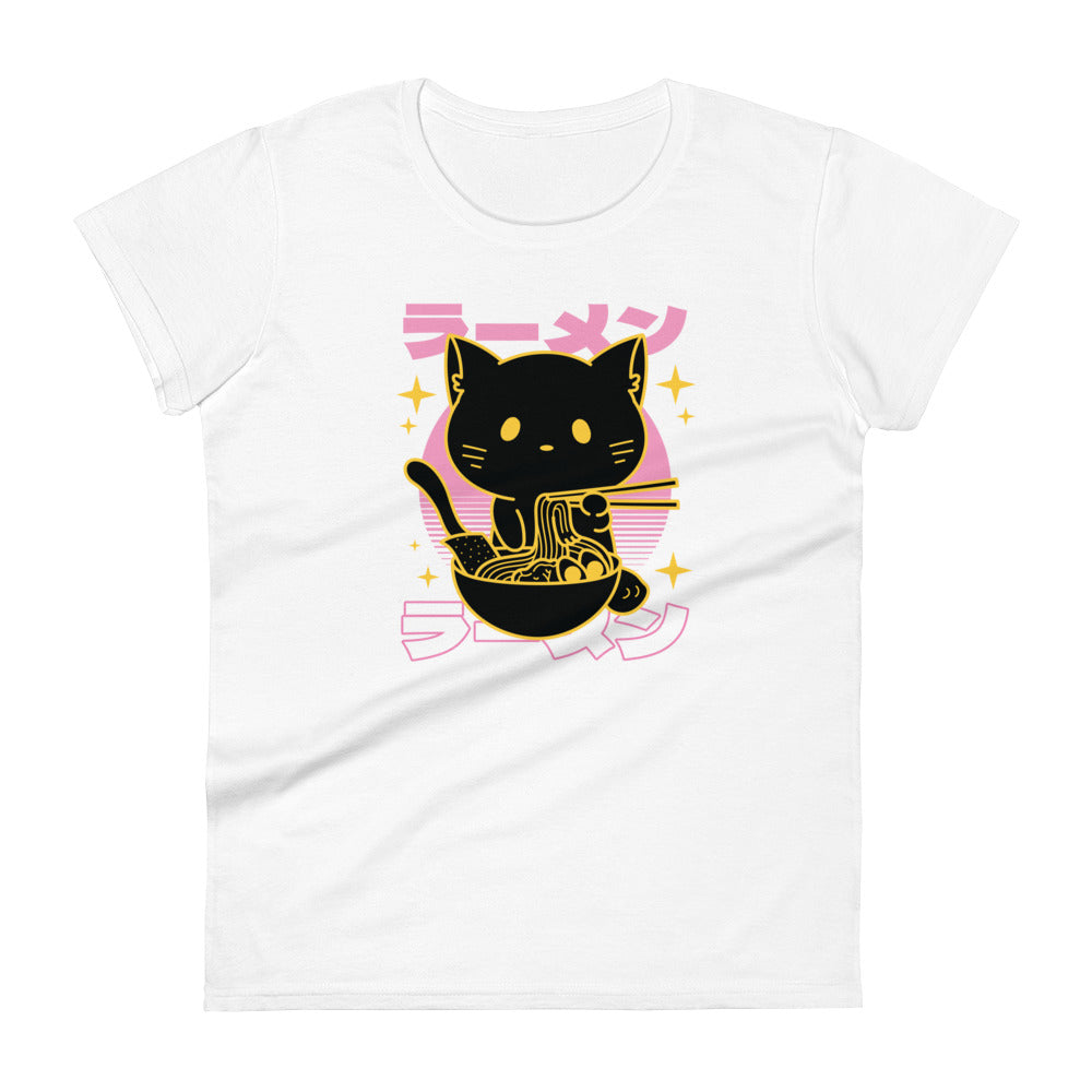 Cat Eating Ramen Women's T-Shirt
