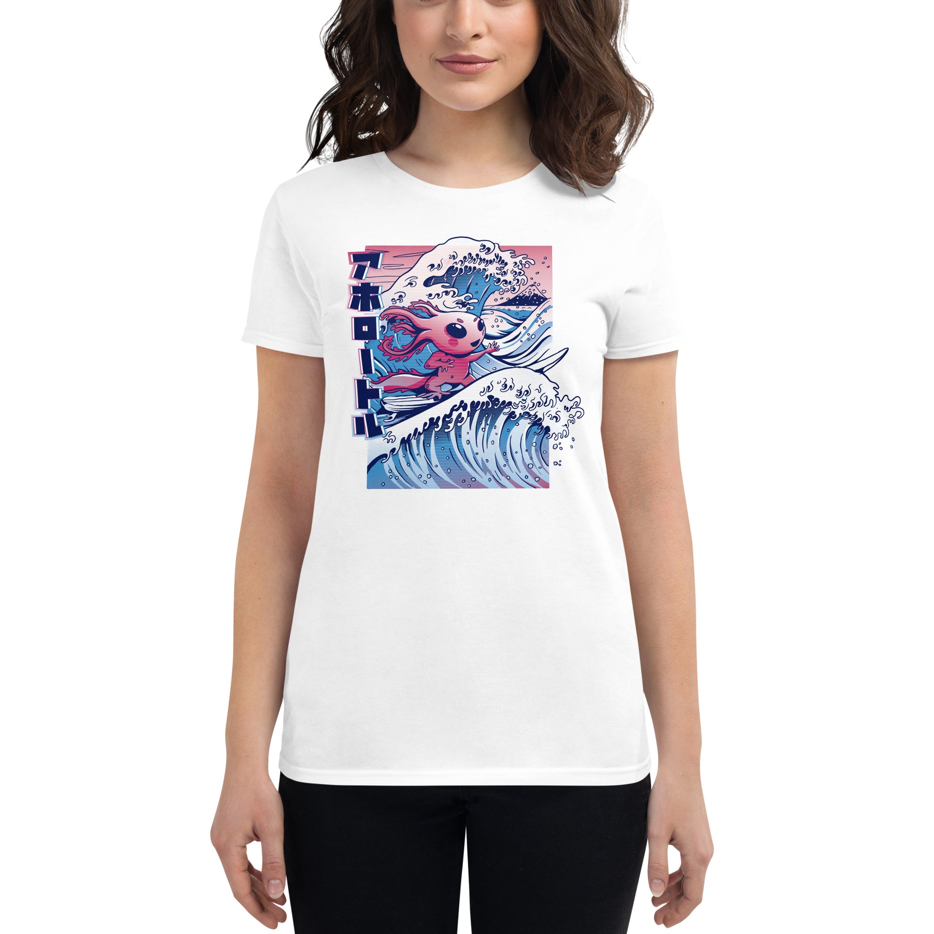 Japanese Surfing Axolotl Women's T-Shirt