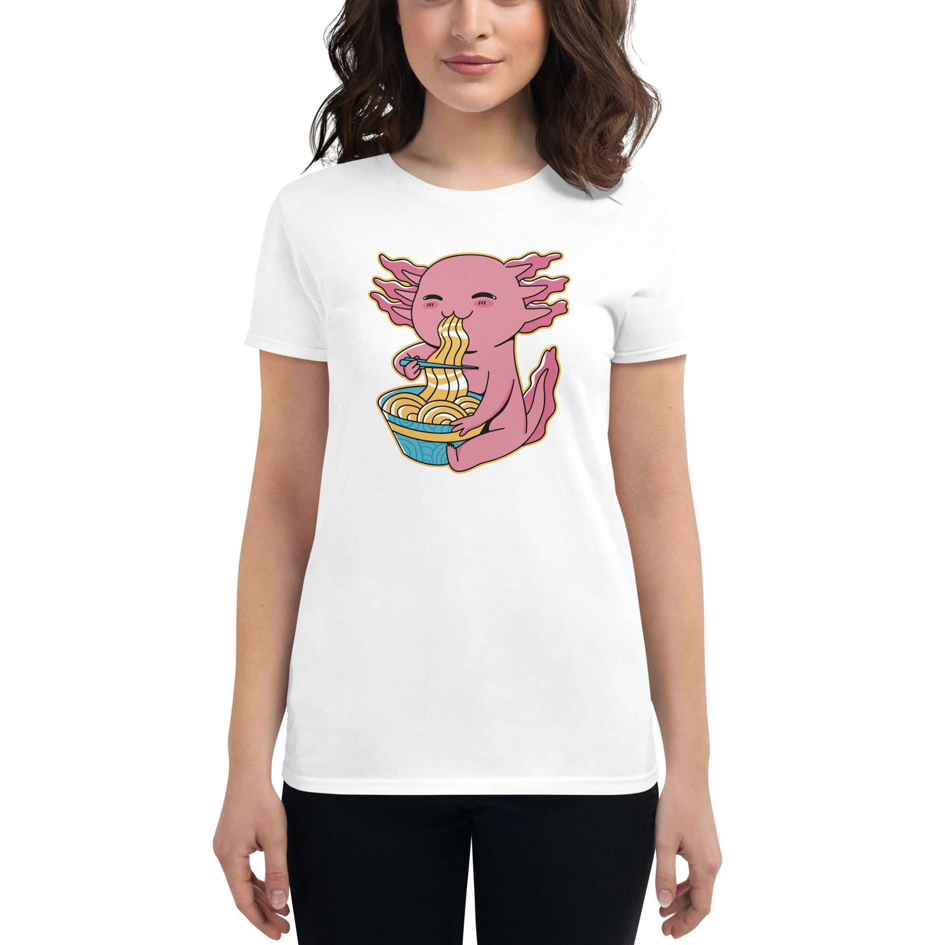Axolotl Eating Ramen Women's T-Shirt