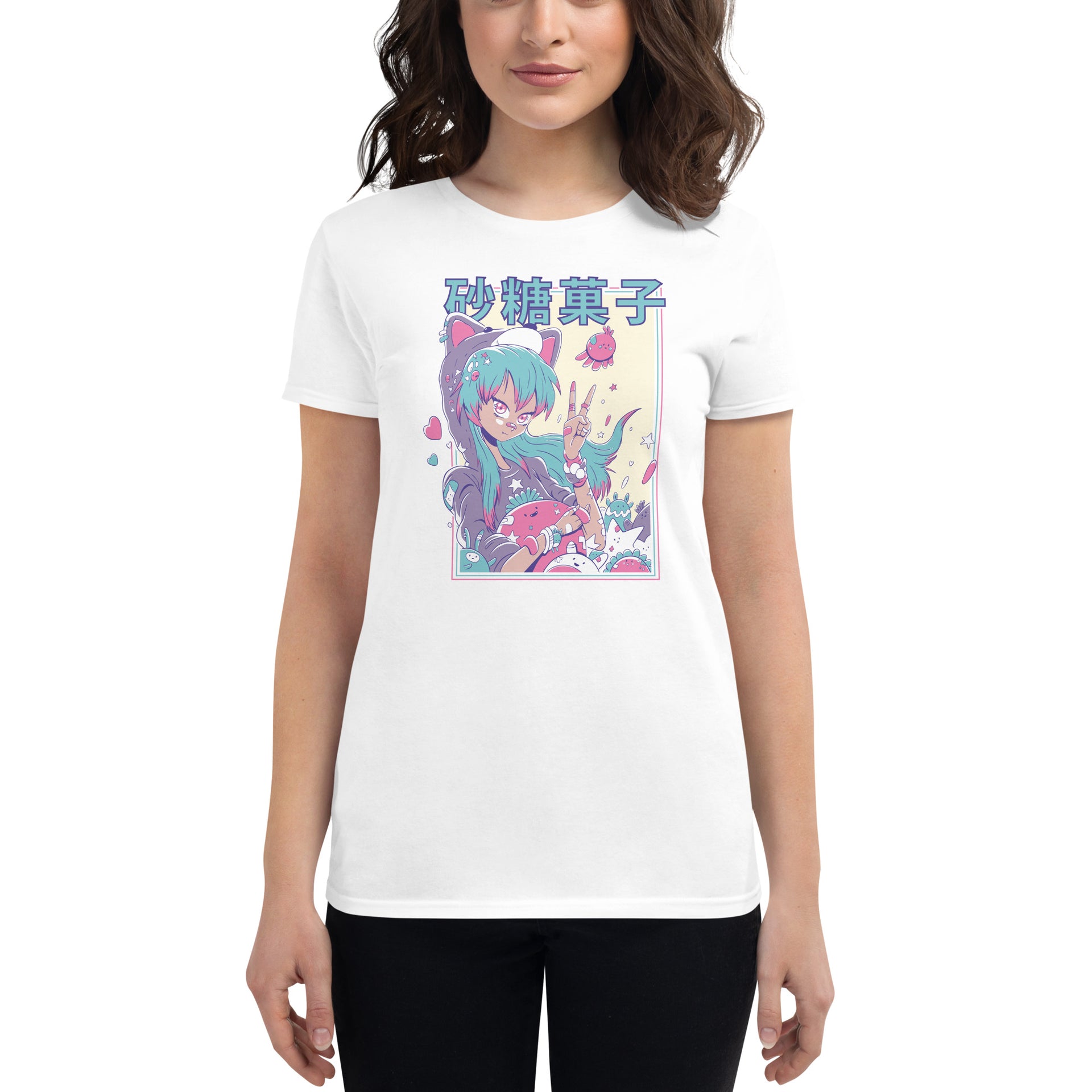 Cute Anime Girl With Plushie Women's T-Shirt