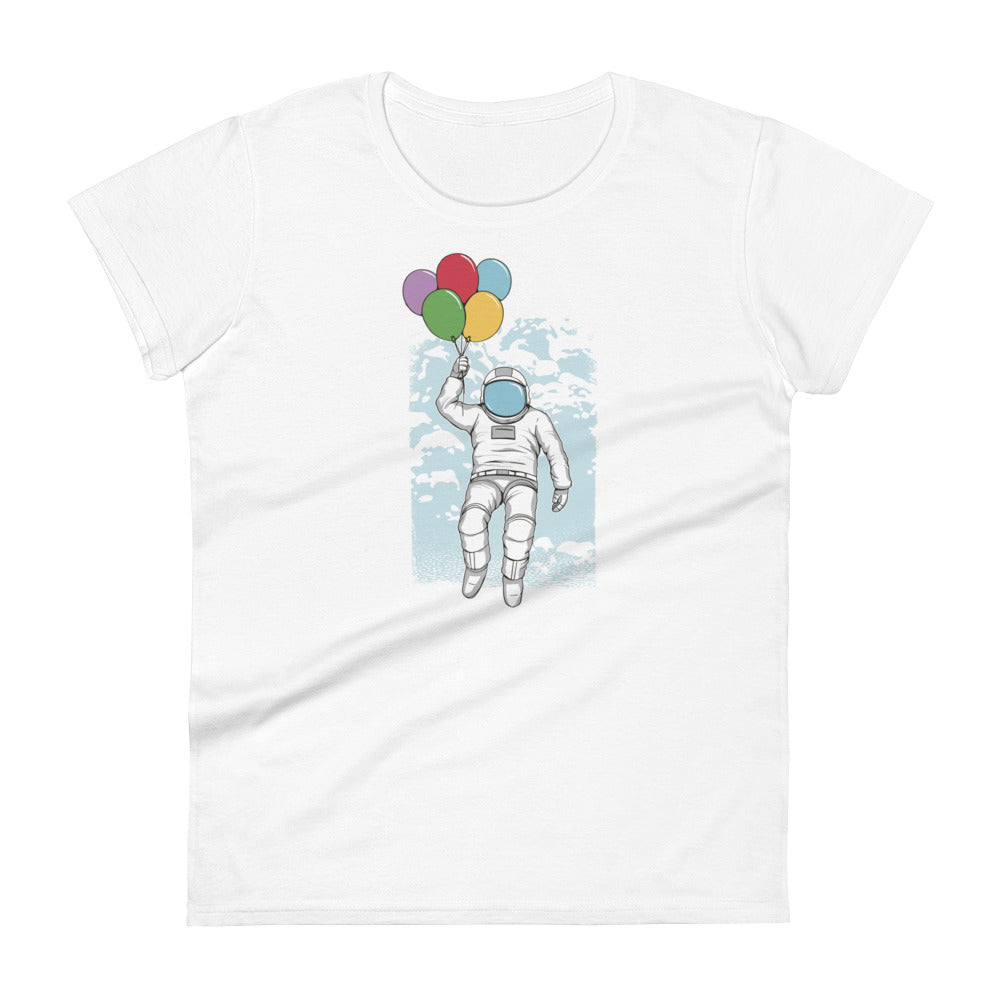 Astronaut Floating With Balloons Women's T-Shirt