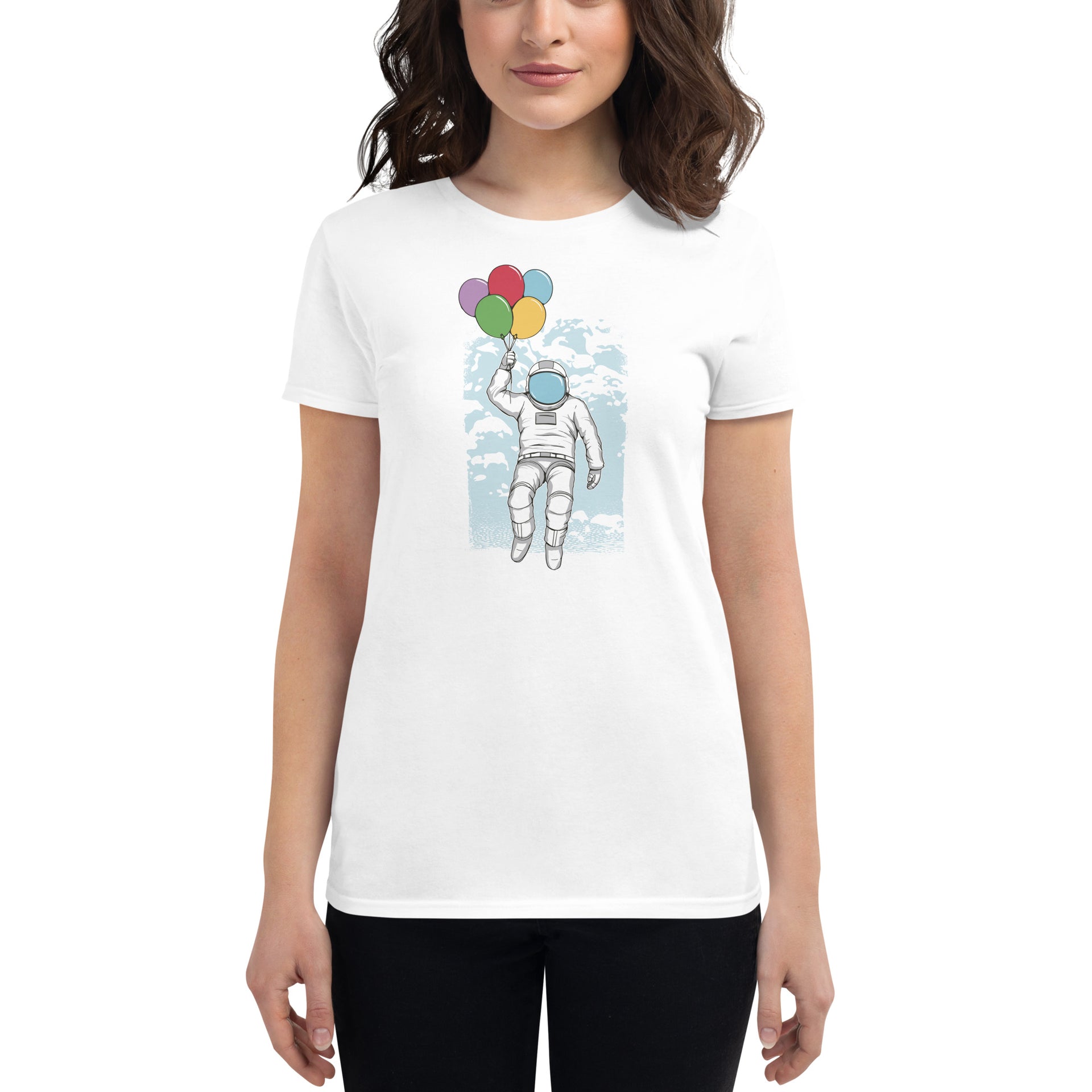 Astronaut Floating With Balloons Women's T-Shirt