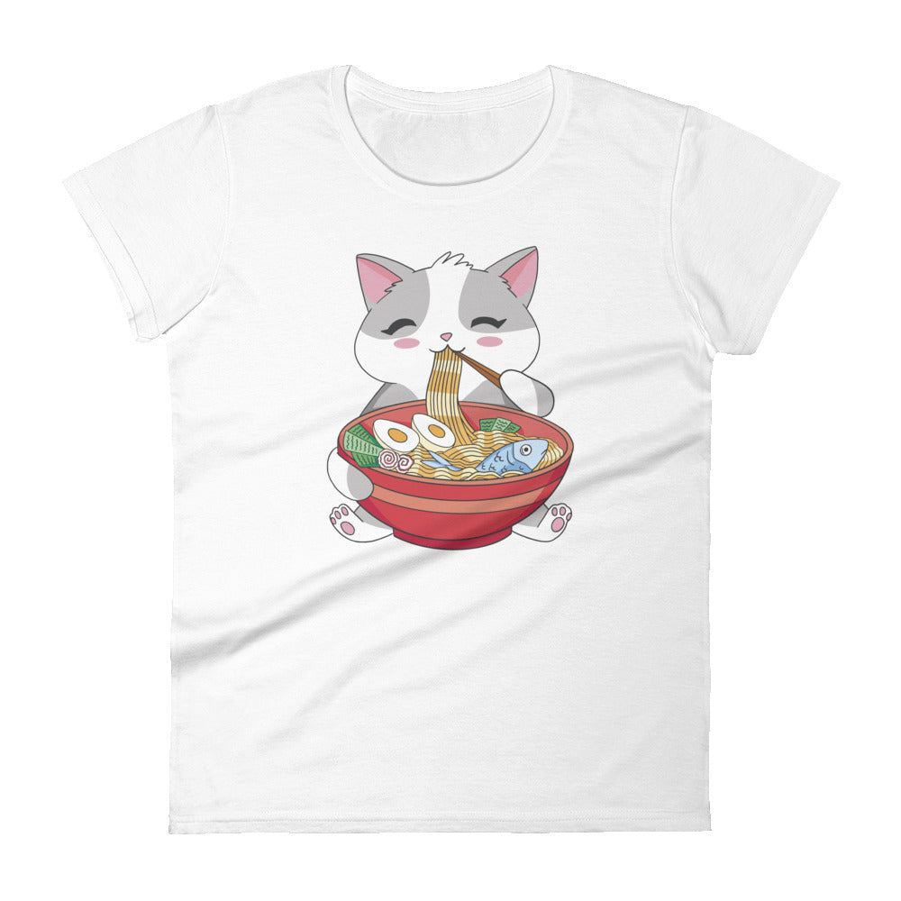 Cat Eating Ramen Women's T-Shirt